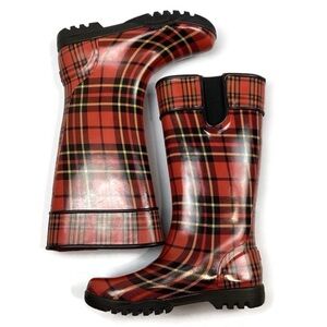 Sperry Tartan Plaid Tall Rubber Rain Boots